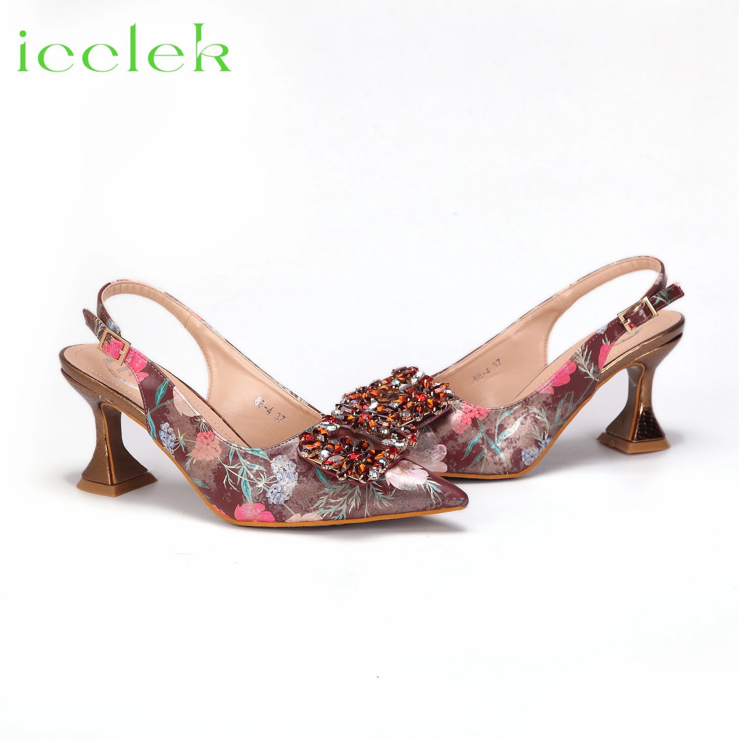 Damen High Heels Sandalen drucken Blumen material mit Strass italienischen Design