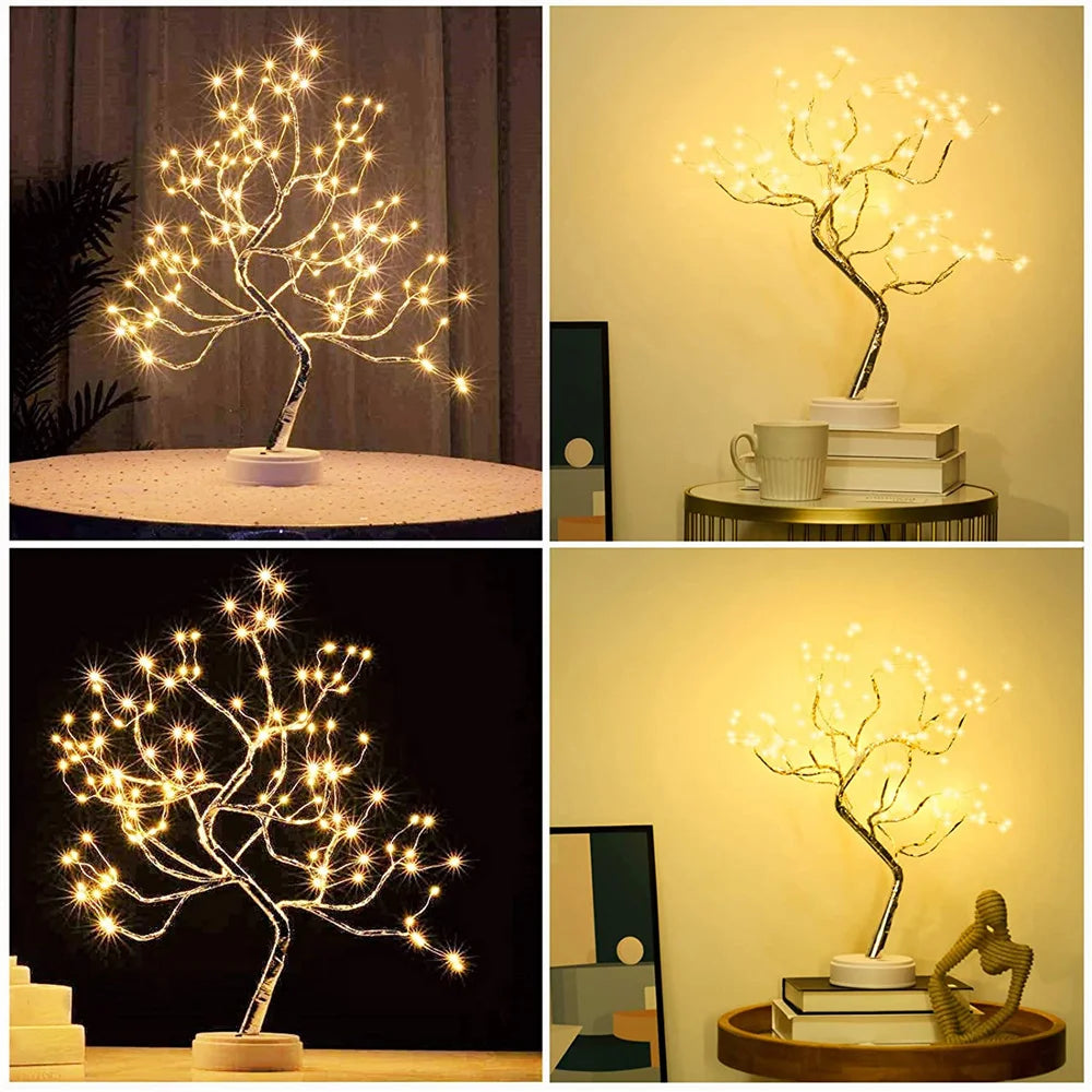 108 Led Fairy Light Spirit Tree Remote Bonsai Tree Light Firefly Tree Lamp Battery/USB Cute Night Light for Bedroom Party Gift